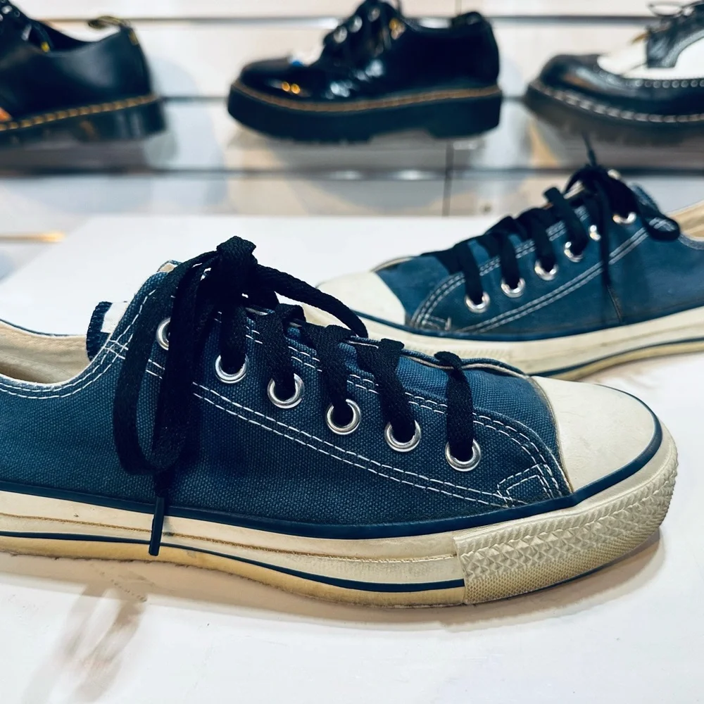 Converse All Star Vintage MADE IN USA Classic Lo Top Blue Canvas Sneakers